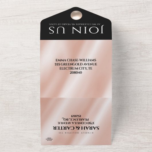 Elegante 46e bruiloft jubileumviering met parels all in one uitnodiging (Buitenkant)