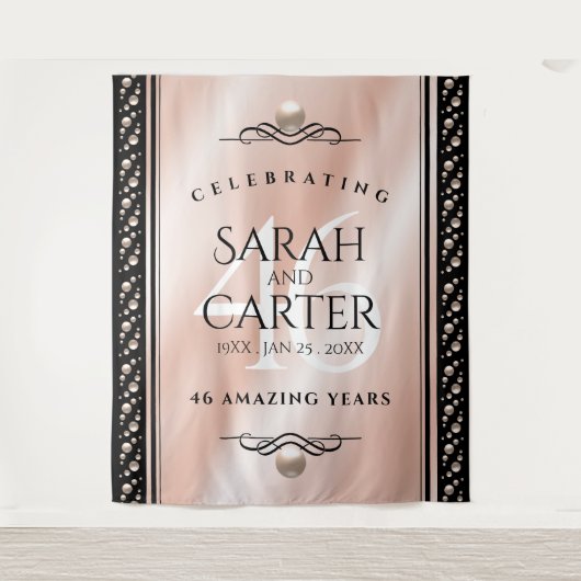 Elegante 46e Parelhuwelijksjubileumviering Wandkleed (Voorkant)