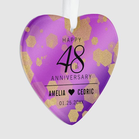 Elegante 48e Amethist Bruiloft Jubileum Ornament (voorkant)