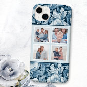 Elegante 4-foto Blauwe Bloemen Case-Mate iPhone Case