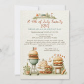 Elegante 4 juli BBQ-uitnodiging - Soft Line Art Kaart (Voorkant)