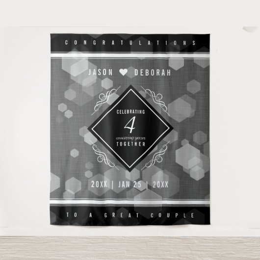 Elegante 4e linnen huwelijksjubileumviering wandkleed (Voorkant)