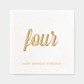 Elegante 4e verjaardag Modern Gold Foil servetten (Voorkant)