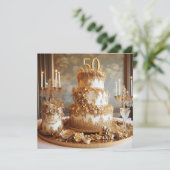ELEGANTE 50 BRUILOFT JUBILEUM CAKE KAART (Staand voorkant)
