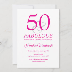 Elegante 50 en Fabulous 50ste verjaardag Roze Kaart