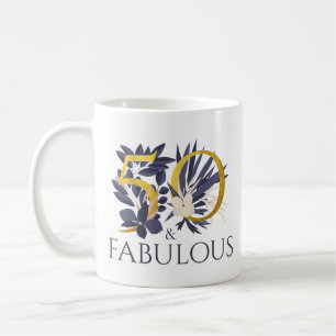 Elegante 50 en Fabulous Blue Gold Verjaardagscadea Koffiemok
