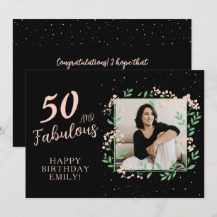Elegante 50 en Fabulous Flower 50ste verjaardag fo Kaart