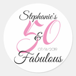 Elegante 50 en Fabulous Persoonlijke Verjaardag Ronde Sticker