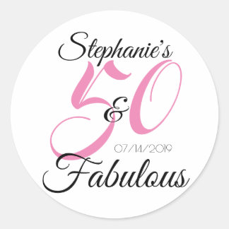 Elegante 50 en Fabulous Persoonlijke Verjaardag Ronde Sticker
