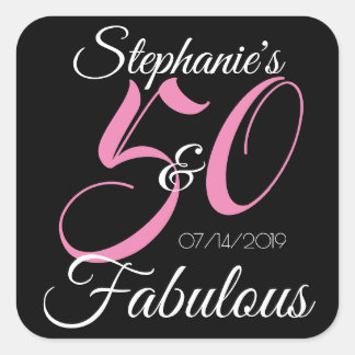 Elegante 50 en Fabulous Persoonlijke Verjaardag Vierkante Sticker