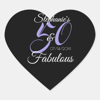 Elegante 50 en Fabulous Persoonlijke Verjaardagsgl Hart Sticker