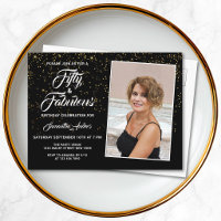 Elegante 50 en Fabulous Zwarte Gouden Glitter Foto