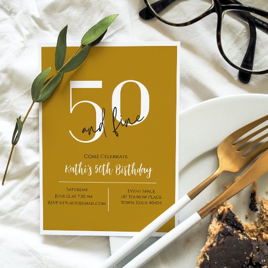 Elégante 50e anniversaire Gold Invitation