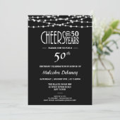 Élégante 50e anniversaire Invitation en noir (Debout devant)