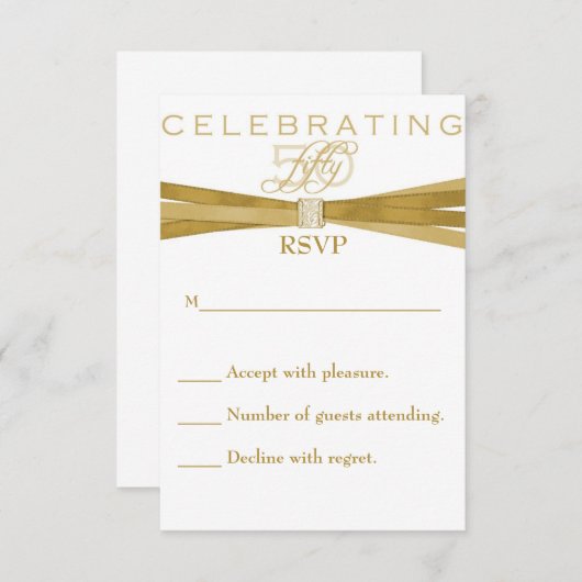 Elégante 50e anniversaire Invitations Fête Carte R (Devant / Derrière)