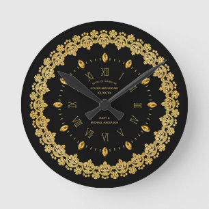 Elegante 50e gouden jubileum zwart goud aangepast ronde klok