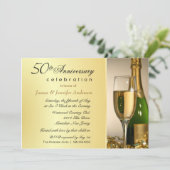 Elegante 50e gouden jubileumfeest uitnodigingen (Staand voorkant)