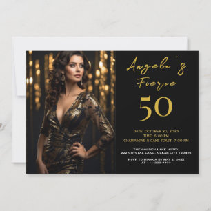 Élégante 50e Invitation Black and Gold