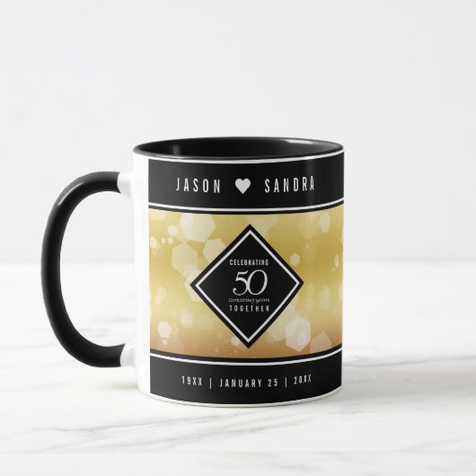 Elégante 50e Mug Anniversaire Mariage d'or (Gauche)