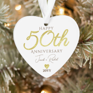 Elegante 50e verjaardag goud folie aangepaste trou ornament