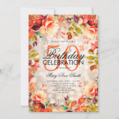 Elegante 50e Verjaardag Koper Herfst Herfst Bloeme Kaart (Voorkant)