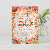 Elegante 50e Verjaardag Koper Herfst Herfst Bloeme Kaart (Staand voorkant)