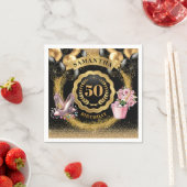 Elegante 50e verjaardag servetten gouden ballonnen (Insitu)