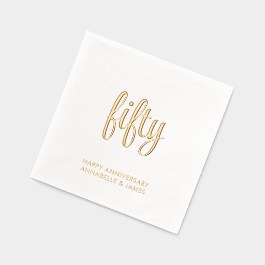 Elegante 50ste bruiloft Jubileum Gold Foil servett Folie Servetten (Links)