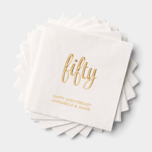 Elegante 50ste bruiloft Jubileum Gold Foil servett Folie Servetten