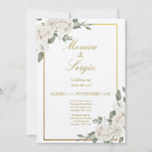 Elegante 50ste huwelijksuitnodiging in het Spaans Kaart (Voorkant)