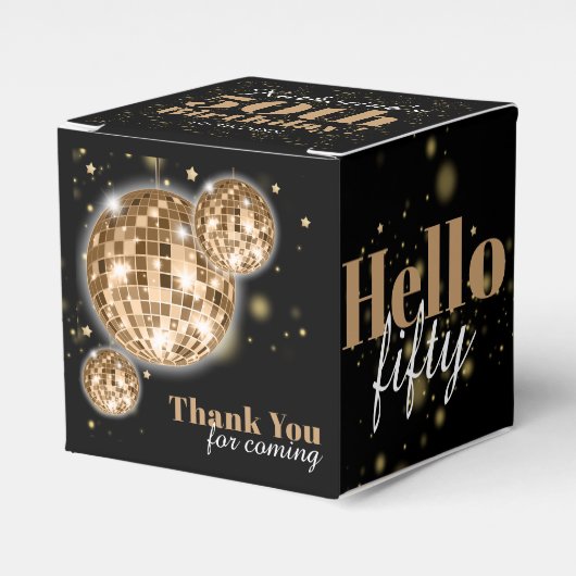 Elegante 50ste verjaardag zwart faux goud dank u bedankdoosjes (Voorkant Zijde)