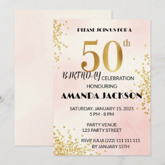 Elegante 50ste verjaardagsfeest uitnodiging goud &