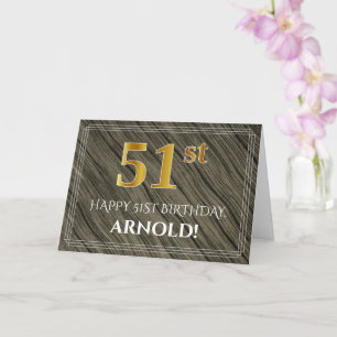 Elegante 51ste verjaardag: Faux hout, Faux Gold lo Kaart