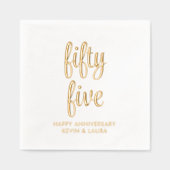 Elegante 55e bruiloft Jubileum Gold Foil servetten (Voorkant)