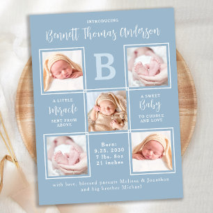 Elegante 5 Foto Geboorteaankondiging Nieuwe Baby J Briefkaart