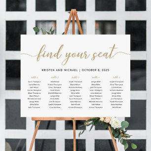 Elegante 5 Tafels Vind Je Plaats Zitplaatsindeling Poster