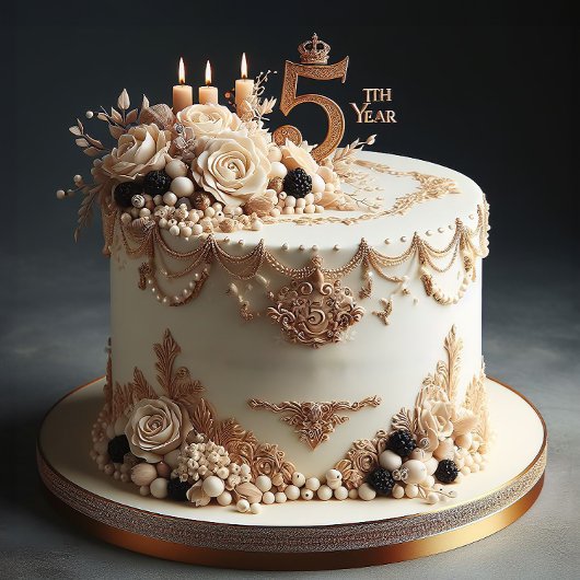 ELEGANTE 5E BRUILOFT JUBILEUM CAKE
