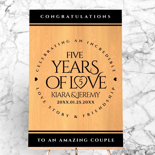 Élégante 5ème anniversaire de Mariage de bois
