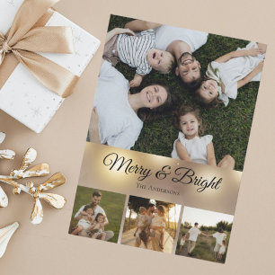Elegante 5x7 platte kerstkaart voor het hele gezin