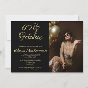 Elegante 60 & Prachtige Uitnodiging Zwart Goud Fot