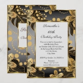 Élégante 60e anniversaire de fête Invitation Gold  (Devant / Derrière)