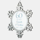 Elegante 60e trouwjubileum tin sneeuwvlok ornament (Rechts)