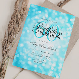 Elegante 60e verjaardag Glam Turquoise Shimmer Lig Kaart