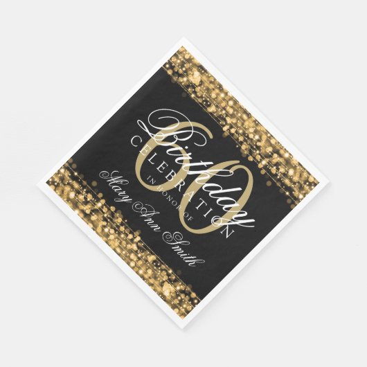 Elegante 60e verjaardag Gouden Bokeh Sparkle Light Servet (Hoek)