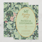 Elegante 60e Verjaardag Gouden Groene Botanische V Kaart (Voorkant / Achterkant)