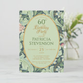 Elegante 60e Verjaardag Gouden Groene Botanische V Kaart (Staand voorkant)