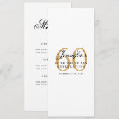 Elegante 60e verjaardag menu Gold Kaart (Voorkant / Achterkant)
