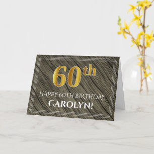 Elegante 60ste verjaardag: Faux hout, Faux Gold lo Kaart