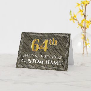 Elegante 64e verjaardag: Faux hout, Faux Gold look Kaart