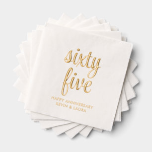 Elegante 65e bruiloft Jubileum Gold Foil servetten